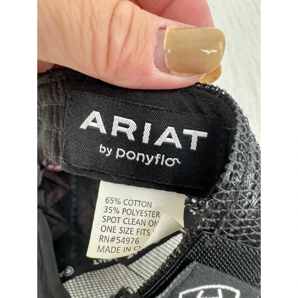 Ariat Trucker Hat Youth OS Pink Blue Southwestern Ponytail Crisscross Mesh Cap